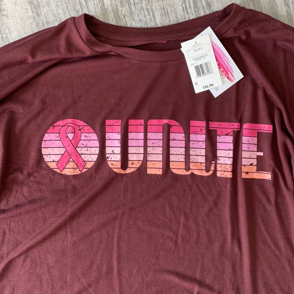 NWT XL pink ribbon unite long sleeve shirt - Picture 3 of 3